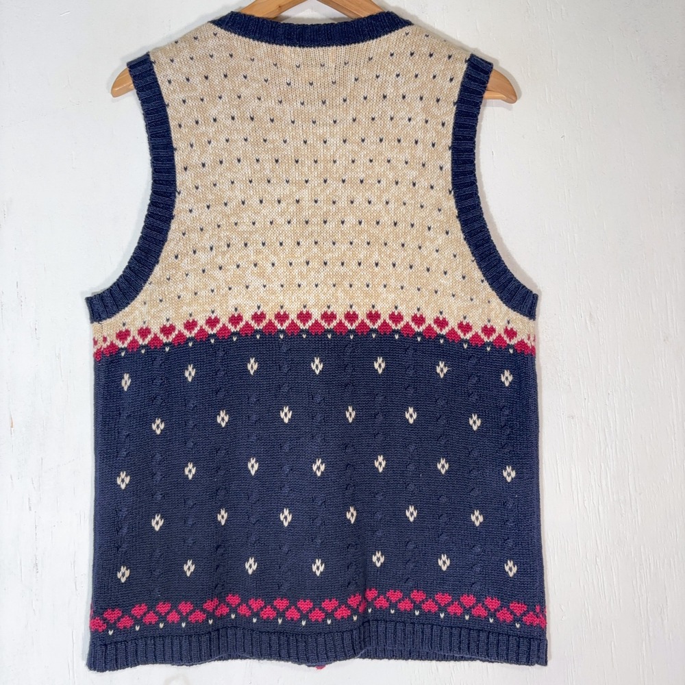 VTG 90s Quacker Factory Sweater Christmas Vest Womens M Embroidered Knit Holiday - Picture 3 of 7